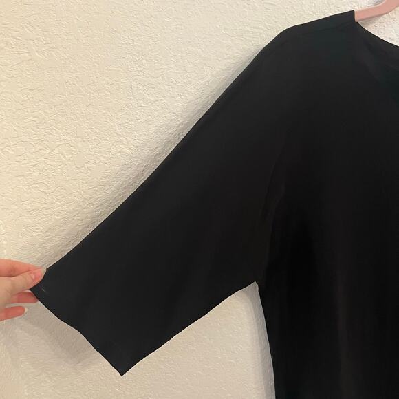 Jonathan Martin 100% Silk Blouse Medium Top Black Dolman Sleeve Timeless Vintage - Picture 3 of 11